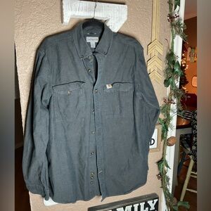 Carhartt Relaxed Fit Gray Button Down Long Sleeve Shirt Men’s Size Medium